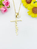 Gold Cross Faith Pendant Necklace Dainty Religious Jewelry Personalized Gift, N7045