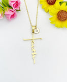 Gold Cross Faith Pendant Necklace Dainty Religious Jewelry Personalized Gift, N7045