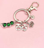 Comedy Tragedy Peapod Crown Keychain, Custom Charms, Musical Theater Gift, Customize Jewelry, N7125