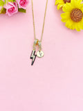 Lightning Bolt Enamel Black Pendant Necklace, N7046B