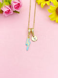 Lightning Bolt Enamel Deep Sky Blue Pendant Necklace, N7046D