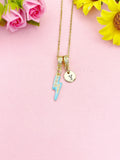 Lightning Bolt Enamel Deep Sky Blue Pendant Necklace, N7046D