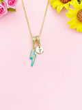 Lightning Bolt Enamel Medium Turquoise Pendant Necklace, N7046T