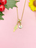 Lightning Bolt Enamel Yellow Cubic Zirconia Pendant Necklace, N7046Y