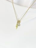 Lightning Bolt Enamel Yellow Cubic Zirconia Pendant Necklace, N7046Y