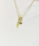Lightning Bolt Enamel Yellow Cubic Zirconia Pendant Necklace, N7046Y
