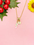 Lightning Bolt Pink Enamel Cubic Zirconia Pendant Necklace, N7046P