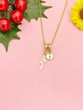 Lightning Bolt Pink Enamel Cubic Zirconia Pendant Necklace, N7046P