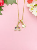 Gold Rainbow Cubic Zirconia Pendant Necklace – Colorful Dainty Gift Jewelry, N6835