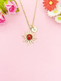 Sun with Natural Carnelian Necklace, Celestial Jewelry, N7056