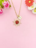 Sun with Natural Carnelian Necklace, Celestial Jewelry, N7056