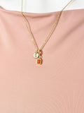 Orange Topaz Rectangle Pendant Necklace 18K Gold Plated, N7057OT