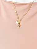 Pink Rectangle Pendant Necklace 18K Gold Plated, N7057P
