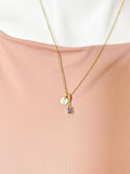 Purple Amethyst Rectangle Pendant Necklace, N7057PA