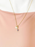 Purple Amethyst Rectangle Pendant Necklace, N7057PA