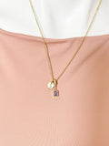 Purple Amethyst Rectangle Pendant Necklace, N7057PA