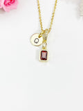 Dark Orange Rectangle Pendant Necklace, N7057T