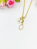 Clear Oval Crushed Ice CZ Pendant Necklace 18K Gold Plated, N7058C