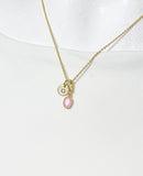 Pink Oval Crushed Ice CZ Pendant Necklace, N7058P