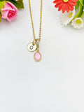Pink Oval Crushed Ice CZ Pendant Necklace, N7058P