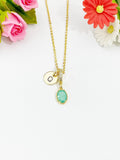 Green Oval Crushed Ice CZ Pendant Necklace, N7058G