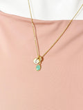 Green Oval Crushed Ice CZ Pendant Necklace, N7058G