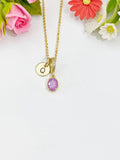 Light Purple Oval Crushed Ice CZ Pendant Necklace, N7058P