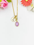 Light Purple Oval Crushed Ice CZ Pendant Necklace, N7058P