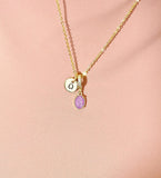 Light Purple Oval Crushed Ice CZ Pendant Necklace, N7058P