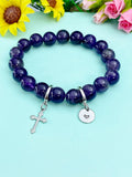 Natural Amethyst Bracelet, Gold or Silver, N7059