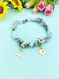Natural Larimar Bracelet, Gold or Silver, N7060