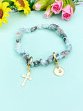 Natural Larimar Bracelet, Gold or Silver, N7060