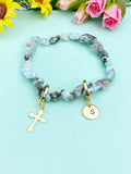 Natural Larimar Bracelet, Gold or Silver, N7060