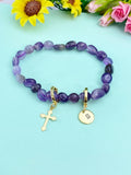 Natural Amethyst Bracelet, Gold or Silver, N7061