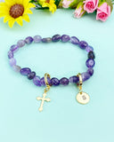 Natural Amethyst Bracelet, Gold or Silver, N7061