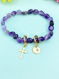 Natural Amethyst Bracelet, Gold or Silver, N7061