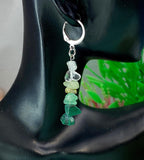 Natural Quartz Green Aventurine Prehnite Malachite Chip Earrings, N7067