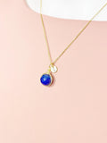 Dark Blue Agate Necklace, Natural Gemstone Jewelry, N7140