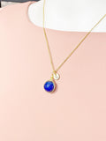 Dark Blue Agate Necklace, Natural Gemstone Jewelry, N7140
