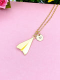 Paper Airplane Necklace, Travel Charm Jewelry Gift, N7144