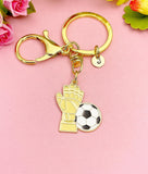 Soccer with Gloves Keychain, Goalkeeper Gift, Sports Charm for Players and Coaches, N7146