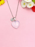 Opalite Heart Necklace, Synthetic Gemstone Pendant Jewelry Gift, N7156
