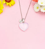 Opalite Heart Necklace, Synthetic Gemstone Pendant Jewelry Gift, N7156
