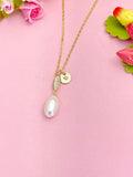 Freshwater Pearl Necklace with CZ Peg Bail, Gold Pearl Pendant Gift, N7157