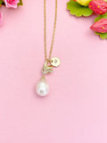 Freshwater Pearl Necklace with CZ Peg Bail, Bride Jewelry, N7158