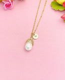 Freshwater Pearl Crown Necklace with CZ Peg Bail, Bride Jewelry Gift, N7159