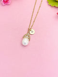 Freshwater Pearl Crown Necklace with CZ Peg Bail, Bride Jewelry Gift, N7159
