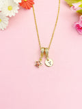 Star Necklace, Gold Tiny Dark Red Star Pendant Jewelry Gift, N7164