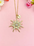 Sun Neckalce, Gold Sunburst Pendant Jewelry Gift, N7166