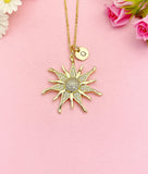 Sun Neckalce, Gold Sunburst Pendant Jewelry Gift, N7166
